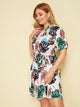 Plus Palm Tree Print High Low Belted Dress