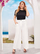 Plus Button Fly Semi Sheer Palazzo Pants