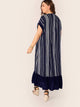 Plus Striped & Dot Print Ruffle Hem Tunic Dress