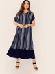 Plus Striped & Dot Print Ruffle Hem Tunic Dress