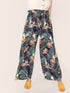 Plus Paperbag Waist Belted Palazzo Tropical Pants