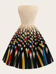 Plus Colorful Striped Print Fit And Flare Dress