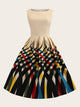 Plus Colorful Striped Print Fit And Flare Dress