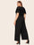 Plus Ruffle Trim V-neck Belted Jumpsuit