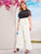 Plus Button Side Paper Bag Wide Leg Pants