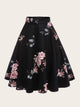 Plus Floral Print Flare Skirt