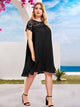 Plus Sheer Lace Insert Pleated Tunic Dress