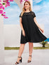 Plus Sheer Lace Insert Pleated Tunic Dress