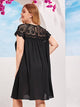 Plus Sheer Lace Insert Pleated Tunic Dress