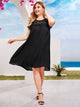 Plus Sheer Lace Insert Pleated Tunic Dress