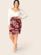 Plus Floral Print Bodycon Skirt