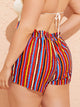 Plus Drawstring Striped Swimming Shorts