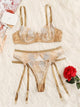 Plus Underwire Floral Lace Garter Lingerie Set