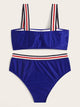 Plus Striped Hem Top With Panty Bikini Set