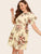 Plus Tropical Print Flounce Trim Dress