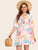 Plus Palm Tree Print Tie Front Dress