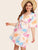 Plus Palm Tree Print Tie Front Dress