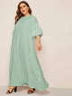  Plus Lantern Sleeve Keyhole Back Maxi Dress