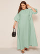  Plus Lantern Sleeve Keyhole Back Maxi Dress