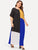  Plus Color-block Batwing Sleeve Maxi Dress