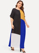  Plus Color-block Batwing Sleeve Maxi Dress