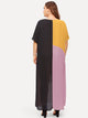  Plus Color-block Batwing Sleeve Maxi Dress