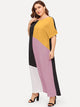  Plus Color-block Batwing Sleeve Maxi Dress