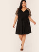 Plus V-neck Leopard Raglan Sleeve Belted Dress