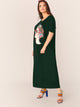  Plus Figure Print Maxi Tee Dress