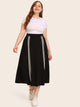 SHEIN Plus Striped Tape Skirt