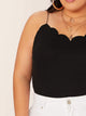 Plus Solid Scalloped Trim Cami Top