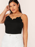 Plus Solid Scalloped Trim Cami Top