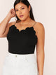 Plus Solid Scalloped Trim Cami Top