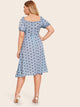 Plus Button Front Polka Dot Tea Dress