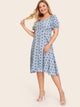 Plus Button Front Polka Dot Tea Dress