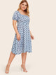 Plus Button Front Polka Dot Tea Dress