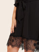 Plus Contrast Eyelash Lace Self Tie Dress