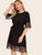 Plus Contrast Eyelash Lace Self Tie Dress