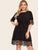 Plus Contrast Eyelash Lace Self Tie Dress