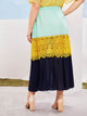 Plus Contrast Lace Color-block Skirt