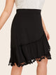 Plus Fringe Trim Ruffle Hem Skirt