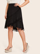 Plus Fringe Trim Ruffle Hem Skirt