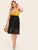 Plus Contrast Lace Button Front Skirt