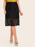 Plus Contrast Lace Button Front Skirt