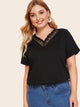 Plus Contrast Lace V-neck Tee