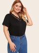 Plus Contrast Lace V-neck Tee