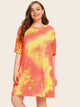 Plus Size Casual Dresses Plus Tie Dye Drop Shoulder T-shirt Dress