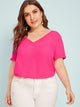 Plus V-neck Button Detail Top