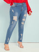 Plus Ladder Distressed Hem Skinny Jeans