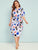 Plus Confetti Print Belted Curved Hem Midi Dress